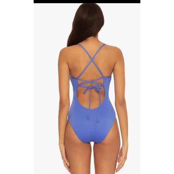 Becca by Rebecca Womens Virtue Delilah Clare Plunge One-Piece Peri Sz S - Picture 3 of 3